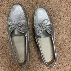 Silver Sperry Loafers